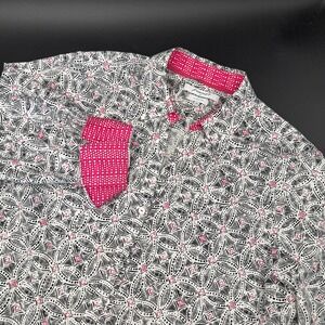 Foxcroft Women's Plus 18 Fitted Button Up Shirt Roll‎ Tab Sleeve Top Multicolor